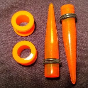 Orange gaugea, Tapers 2 pair ear plugs body piercing jewelry 00 gaug…